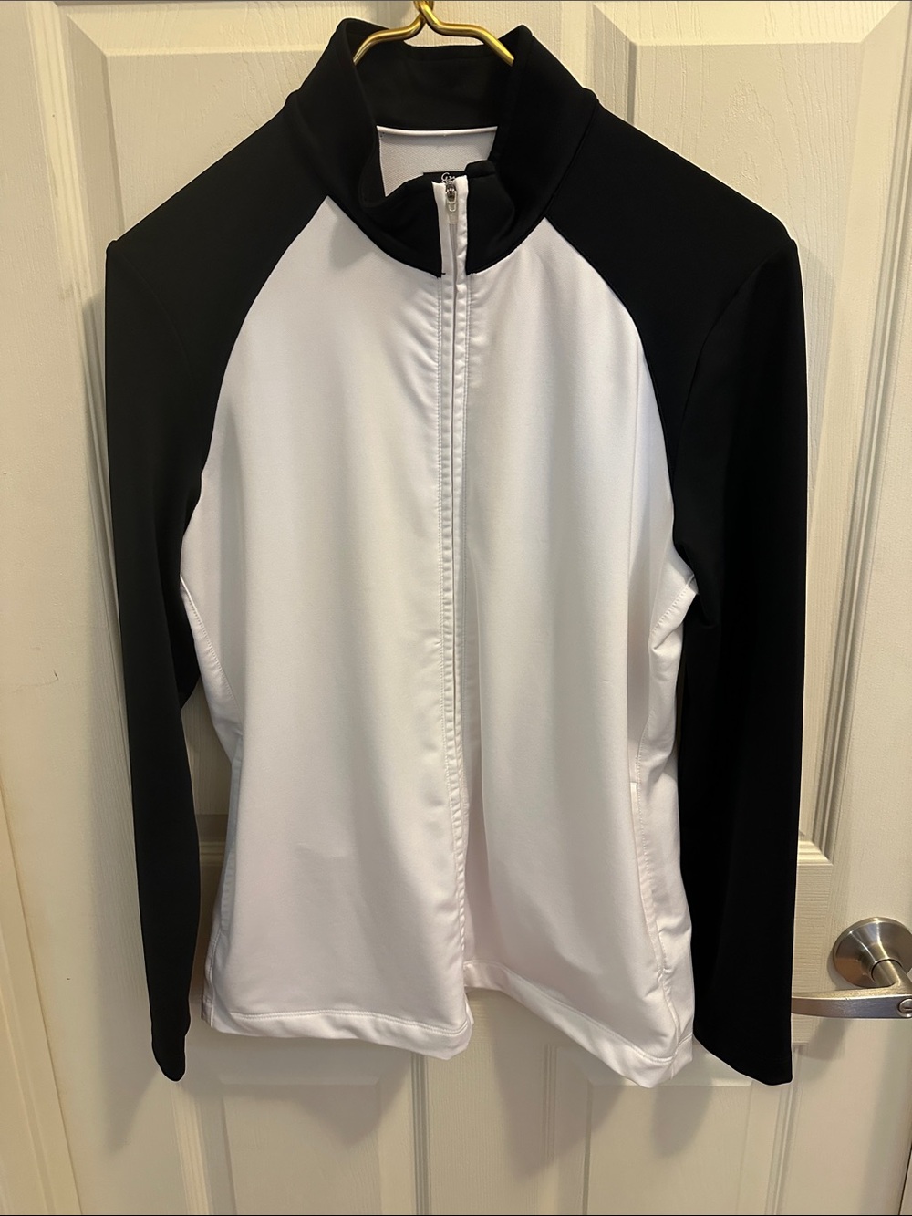 Greg Norman Collection Black and White Full-Zip Athletic Jacket